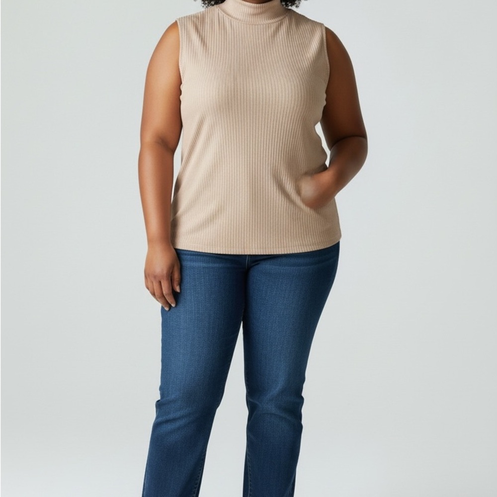 Rachel Zoe Beige Ribbed Sleeveless Top